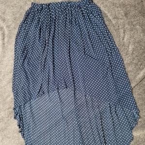 Navy Blue And White Polka Dot Sheer Skirt